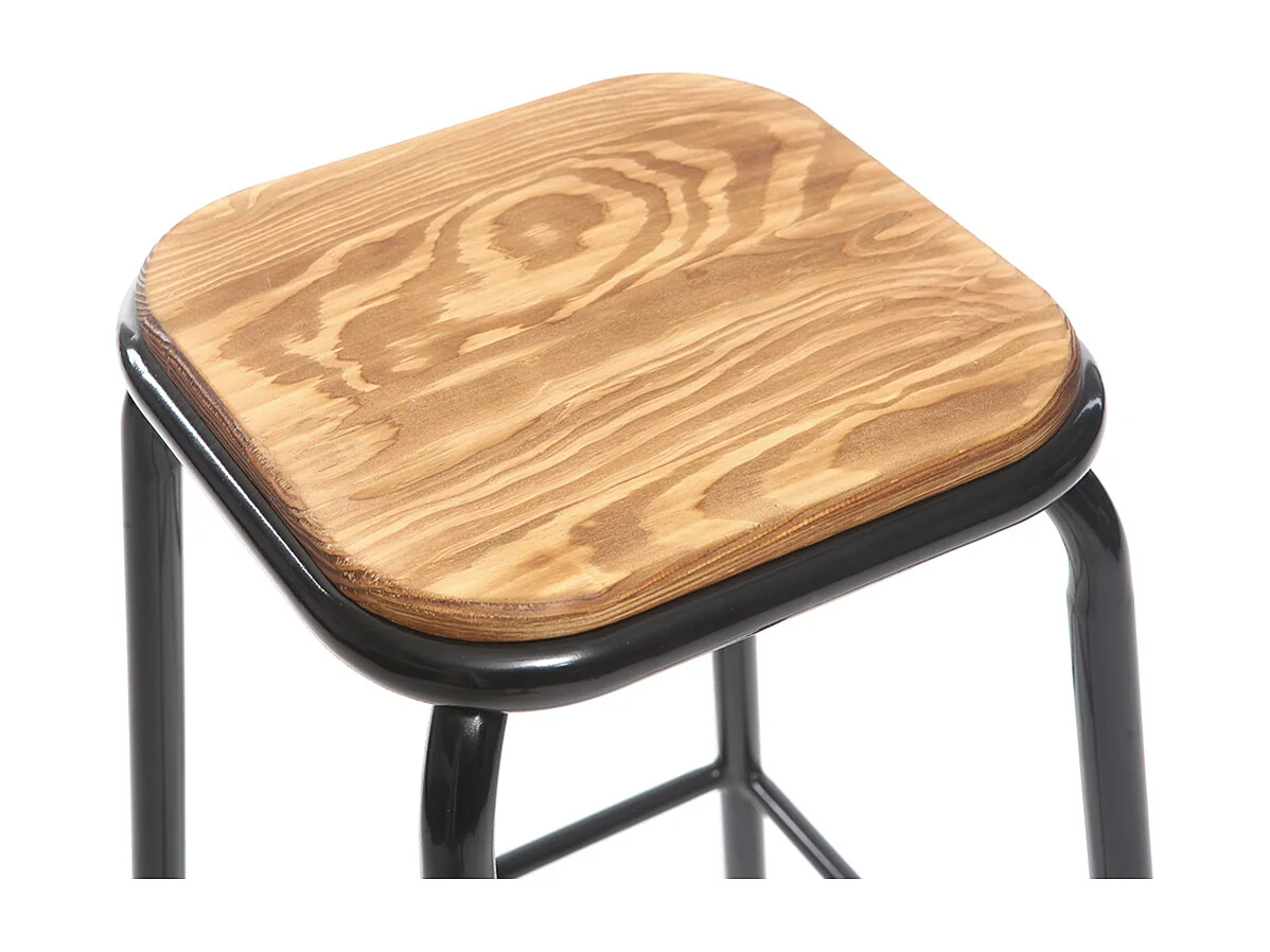 Tabourets de bar empilables noir et bois foncé H65 cm (lot de 2) MEMPHIS