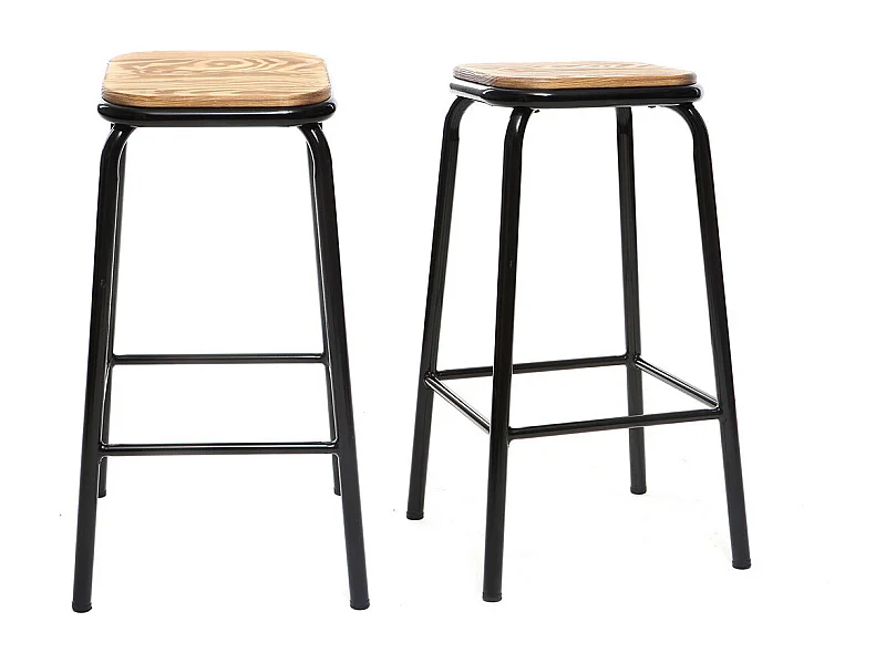 Design-Barhocker Holz und Schwarz 65 cm 2 Stück MEMPHIS