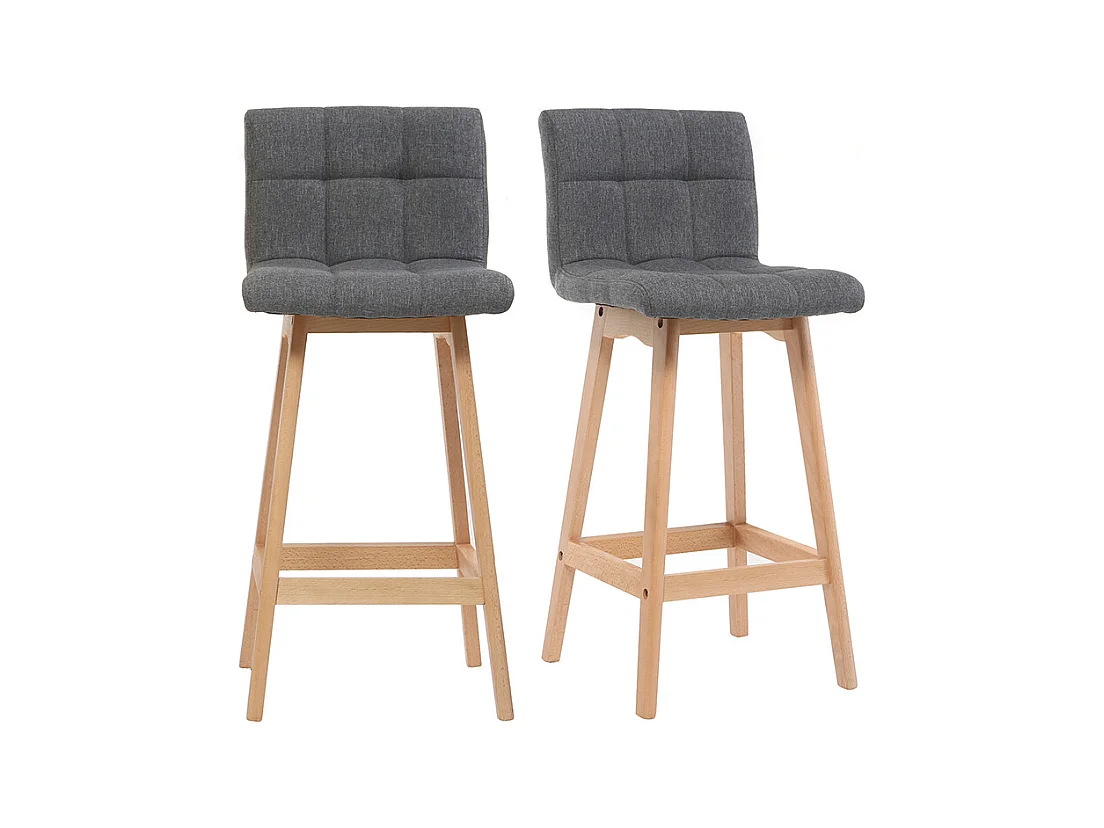 Tabourets de bar bois et gris foncé H65 cm (lot de 2) KLARIS