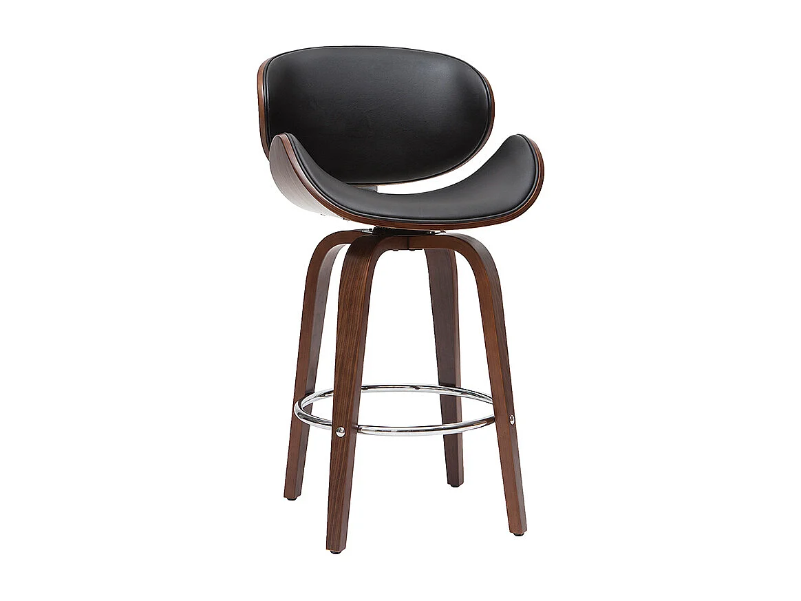 Sgabello da bar design nero e legno scuro 65 cm WALNUT