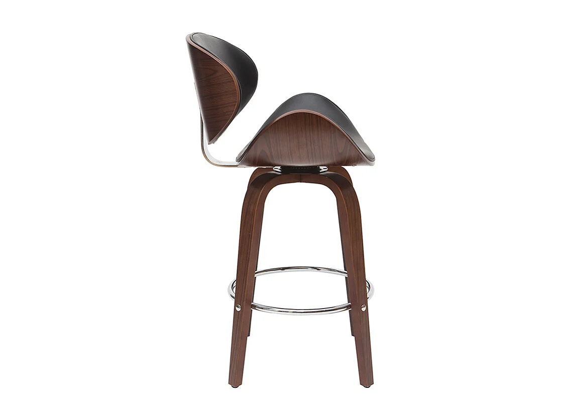 Sgabello da bar design nero e legno scuro 65 cm WALNUT