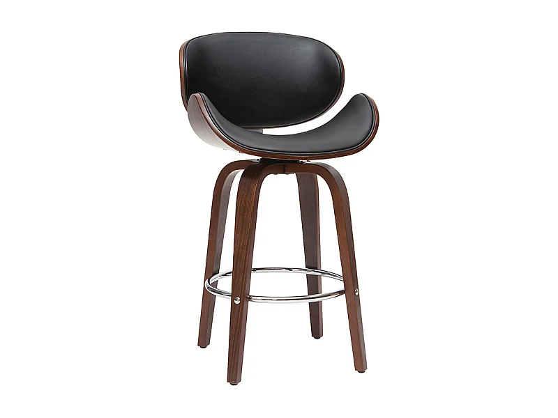 Sgabello da bar design nero e legno scuro 65 cm WALNUT