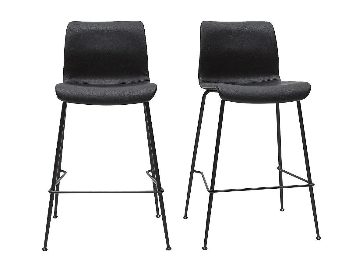 Set de 2 taburetes de cocina fijos negro envejecido y metal negro 65 cm HAROLD
