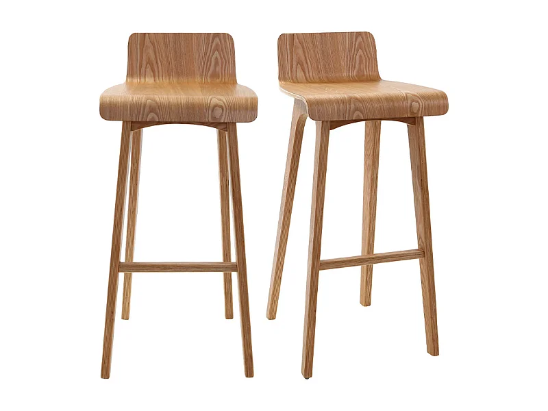 Sgabelli da bar scandinavi in legno chiaro H75 cm (set di 2) BALTIK