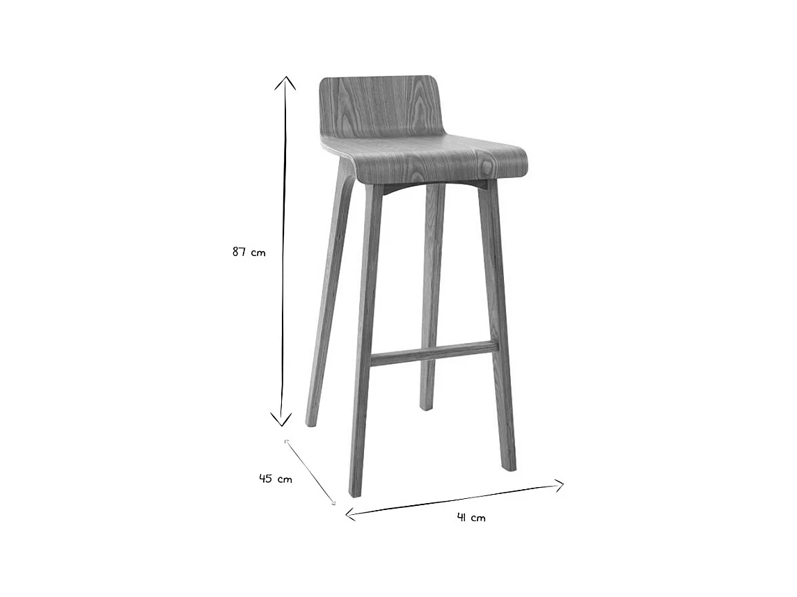 Set de 2 taburetes de cocina nórdicos de madera clara 75 cm BALTIK