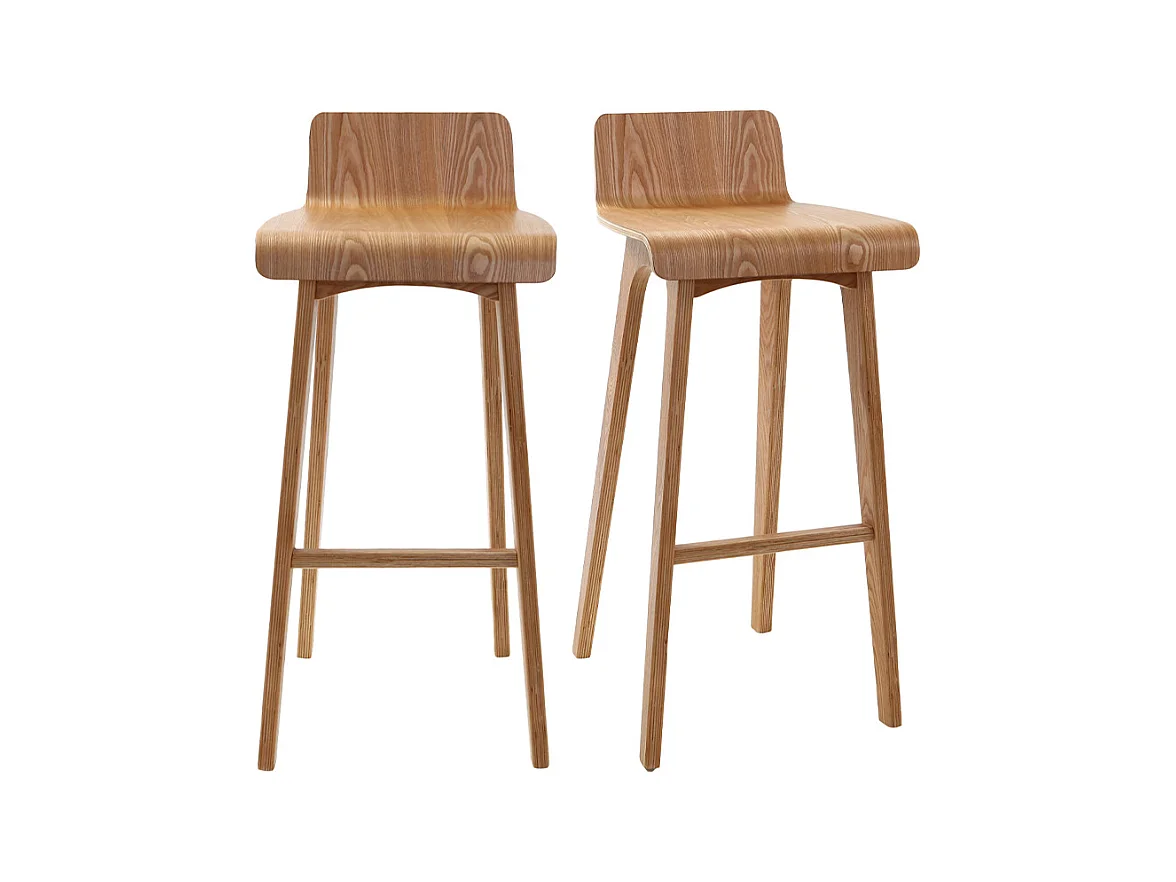 Tabourets de bar scandinaves en bois clair H75 cm (lot de 2) BALTIK
