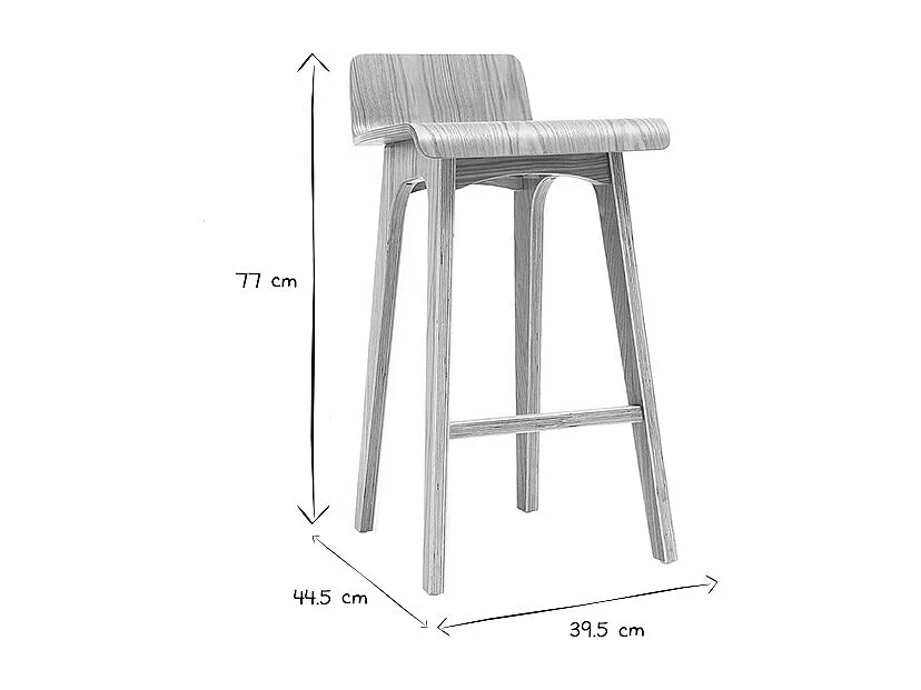 Chaise de bar scandinave bois naturel H65 cm BALTIK