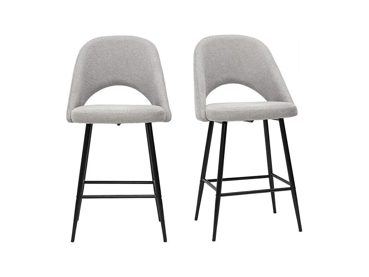 Tabourets de bar en tissu effet velours texturé gris H65 cm (lot de 2) COSETTE