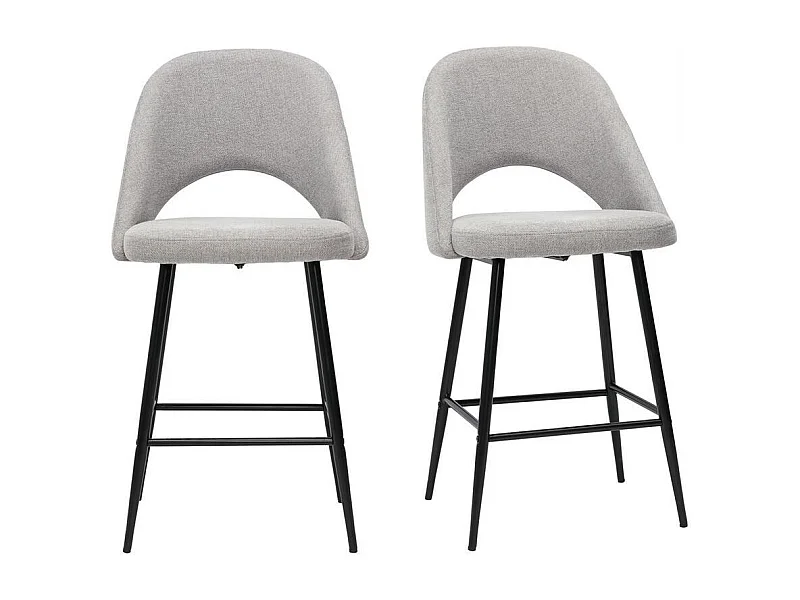 Tabourets de bar en tissu effet velours texturé gris H65 cm (lot de 2) COSETTE