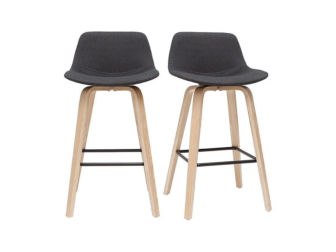 Tabourets de bar scandinaves gris foncé H65 cm (lot de 2) NONIE