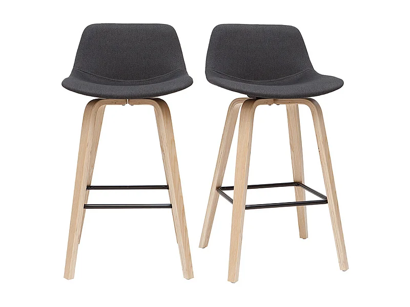 Tabourets de bar scandinaves gris foncé H65 cm (lot de 2) NONIE