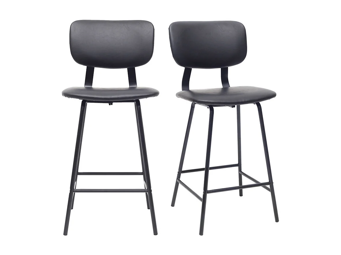 Taburetes de bar vintage negro con patas en metal 65cm (lote de 2) LAB