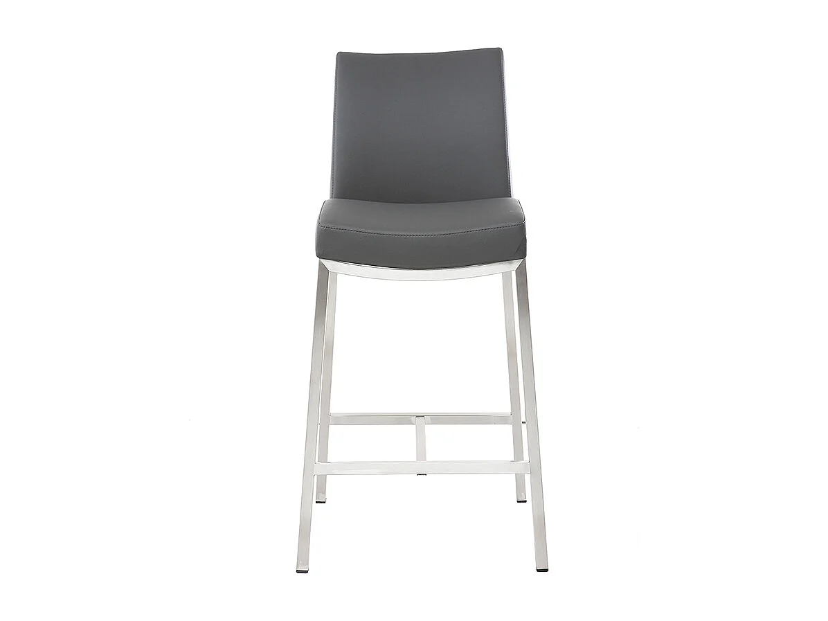 Taburete de bar aluminio cepillado PU gris oscuro 66cm  lote de dos OLLY