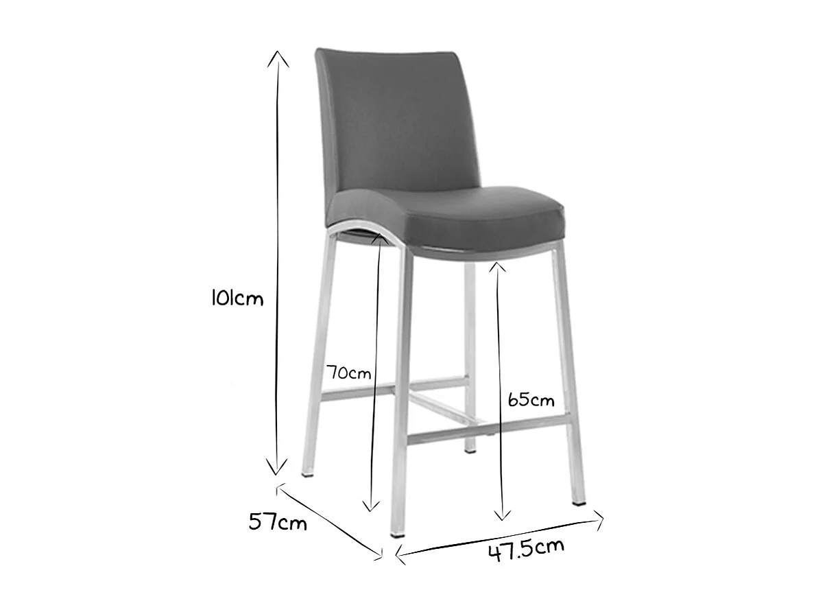 Barhocker Aluminium gebürstet PU Dunkelgrau 66 cm (2er-Set) OLLY