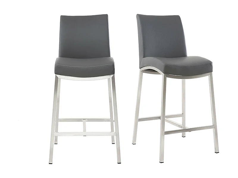 Barhocker Aluminium gebürstet PU Dunkelgrau 66 cm (2er-Set) OLLY