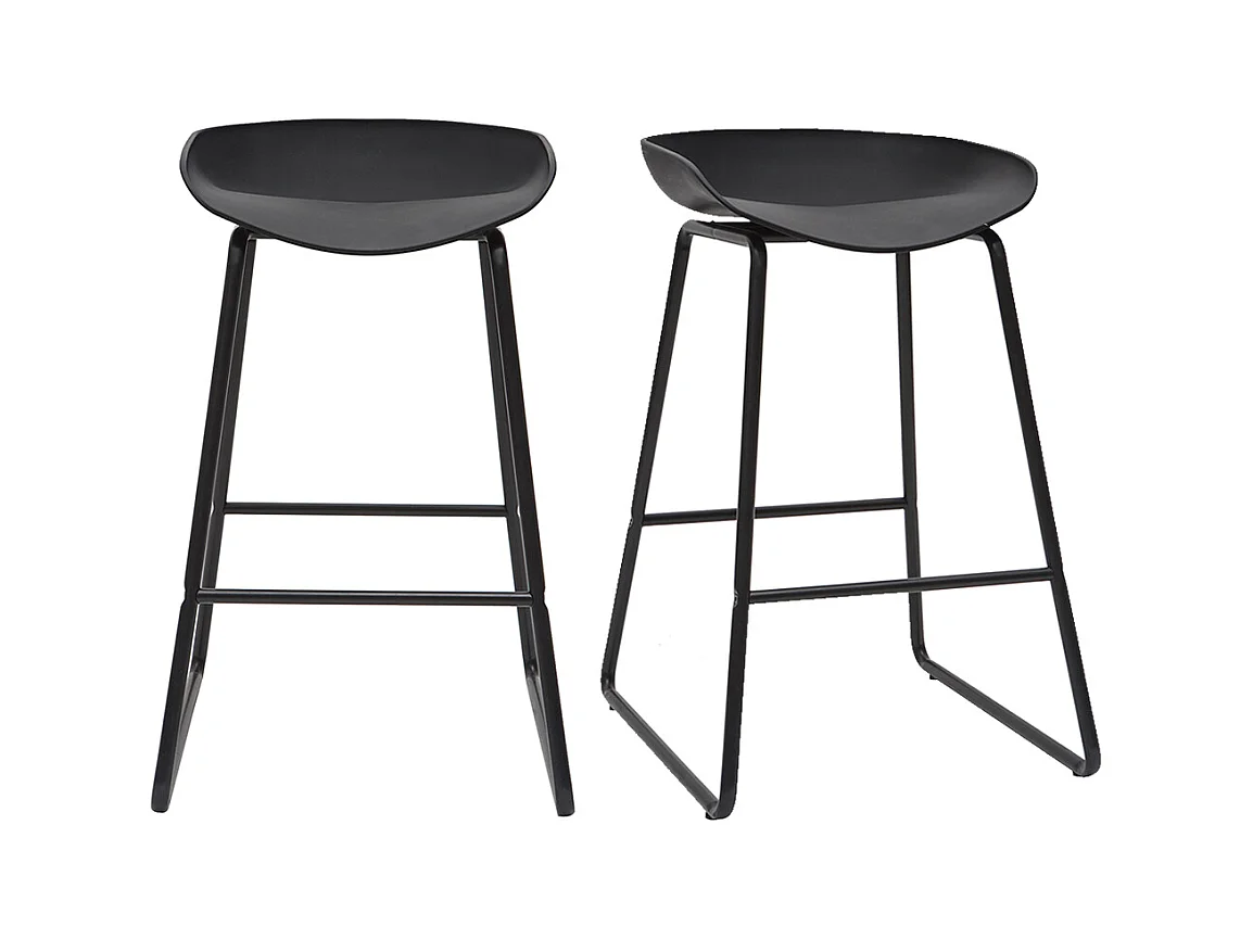 Taburetes de bar modernos negros con patas en metal 65 cm (lote de 2) PEBBLE
