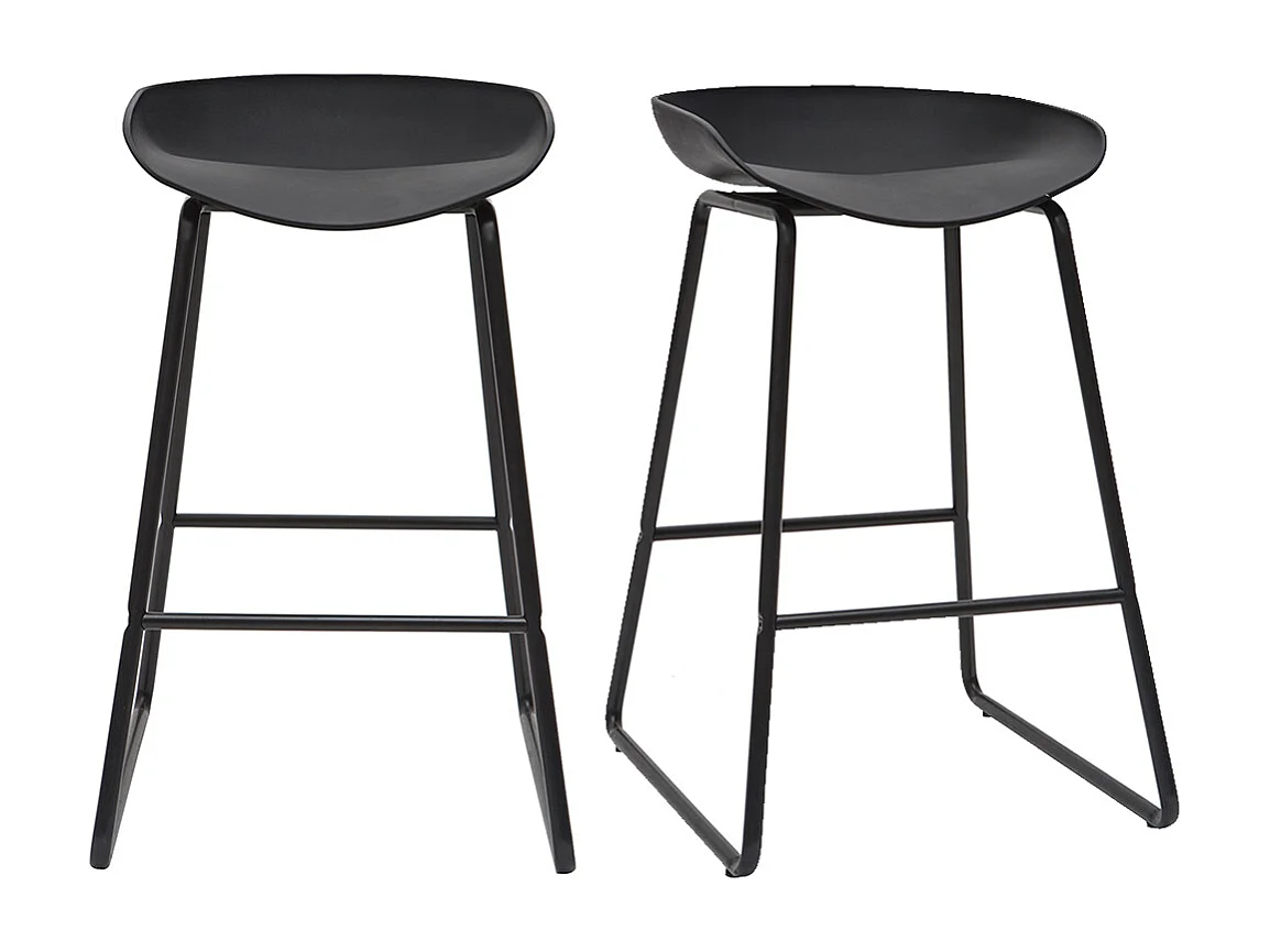 Tabourets de bar design noirs H65 cm (lot de 2) PEBBLE