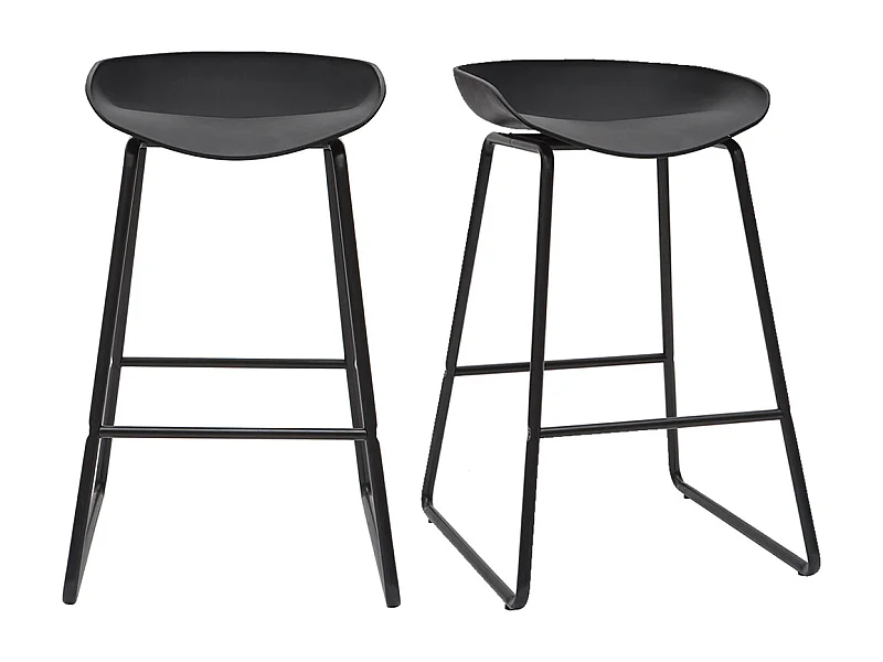 Design-Barhocker Schwarz mit Metallbeinen (2 Stk.) PEBBLE