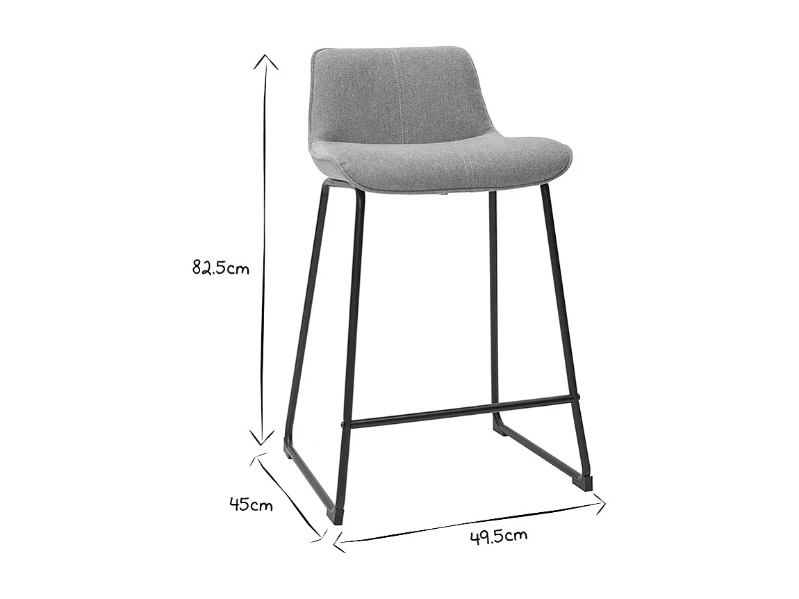 Barhocker senfgelber Stoff mit Samteffekt und Metall H65 cm (2er-Set) BOOST