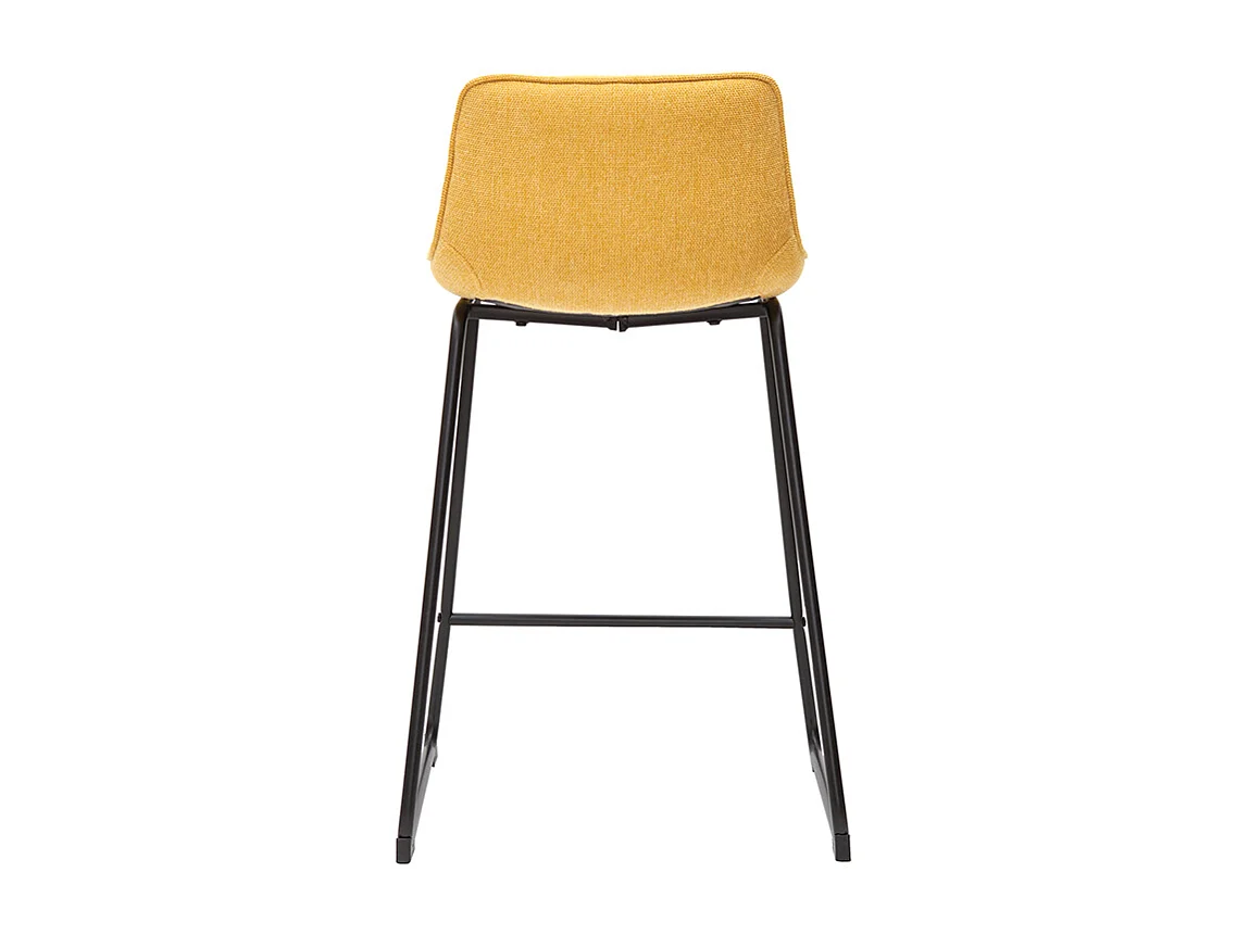 Set de 2 taburetes de cocina efecto aterciopelado texturizado amarillo mostaza y metal 65 cm BOOST
