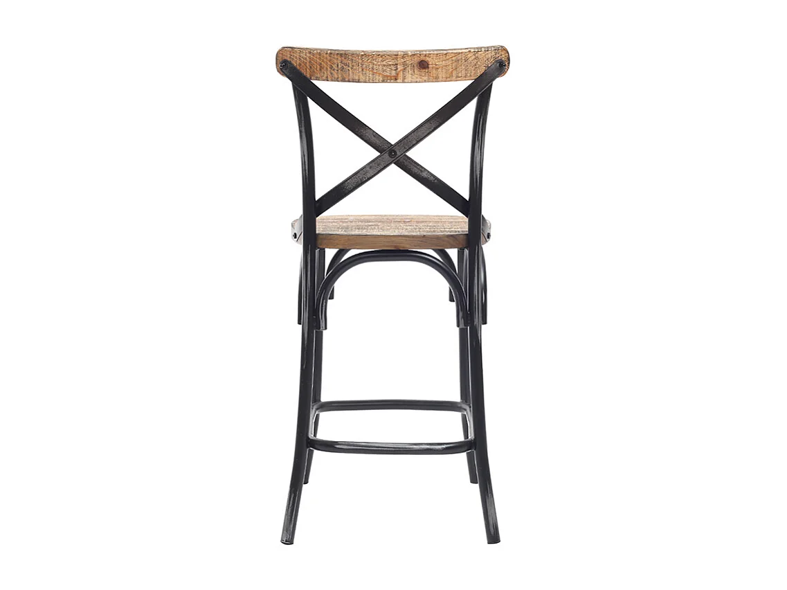 Taburete de bar industrial en madera y metal envejecido negro 65 cm JAKE