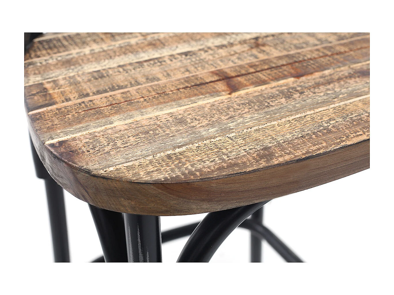Taburete de bar industrial en madera y metal envejecido negro 65 cm JAKE