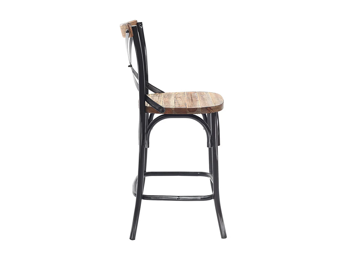 Taburete de bar industrial en madera y metal envejecido negro 65 cm JAKE