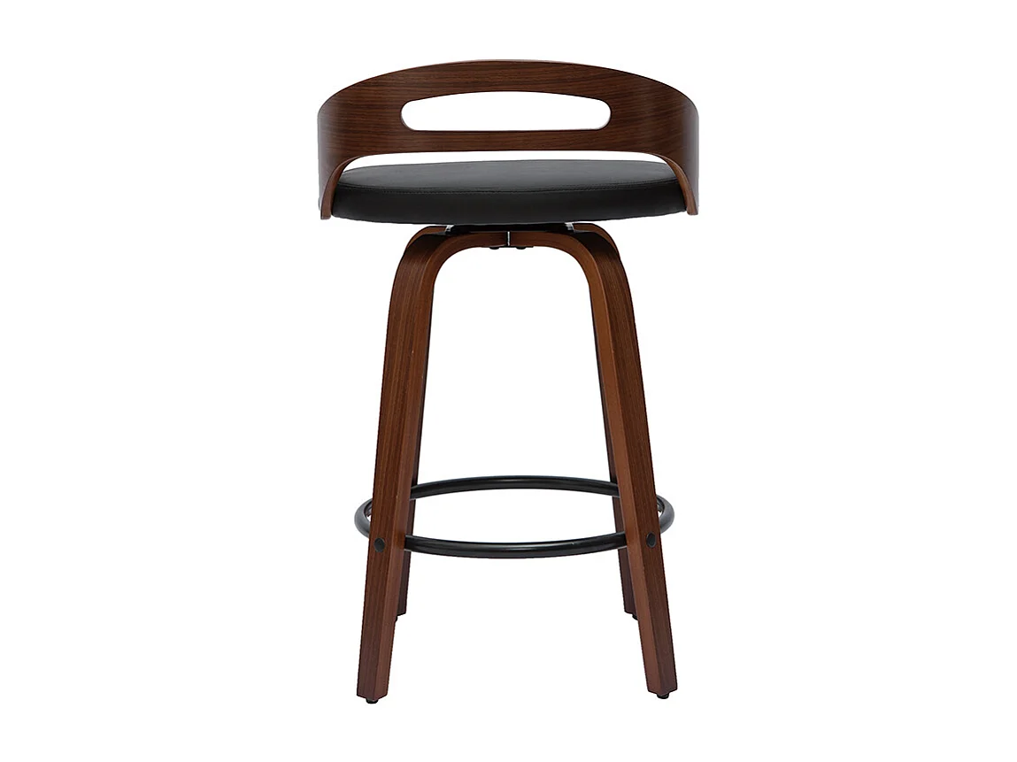 Set de 2 taburetes de cocina de diseño madera oscura y poliuretano negro 65 cm MANO