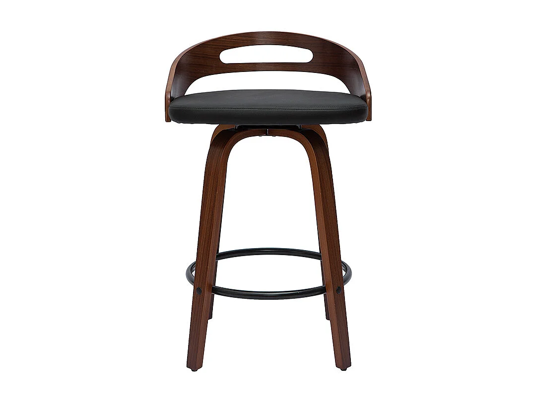 Barhocker dunkles Holz und schwarzes Polyurethan 65 cm 2er-Set MANO