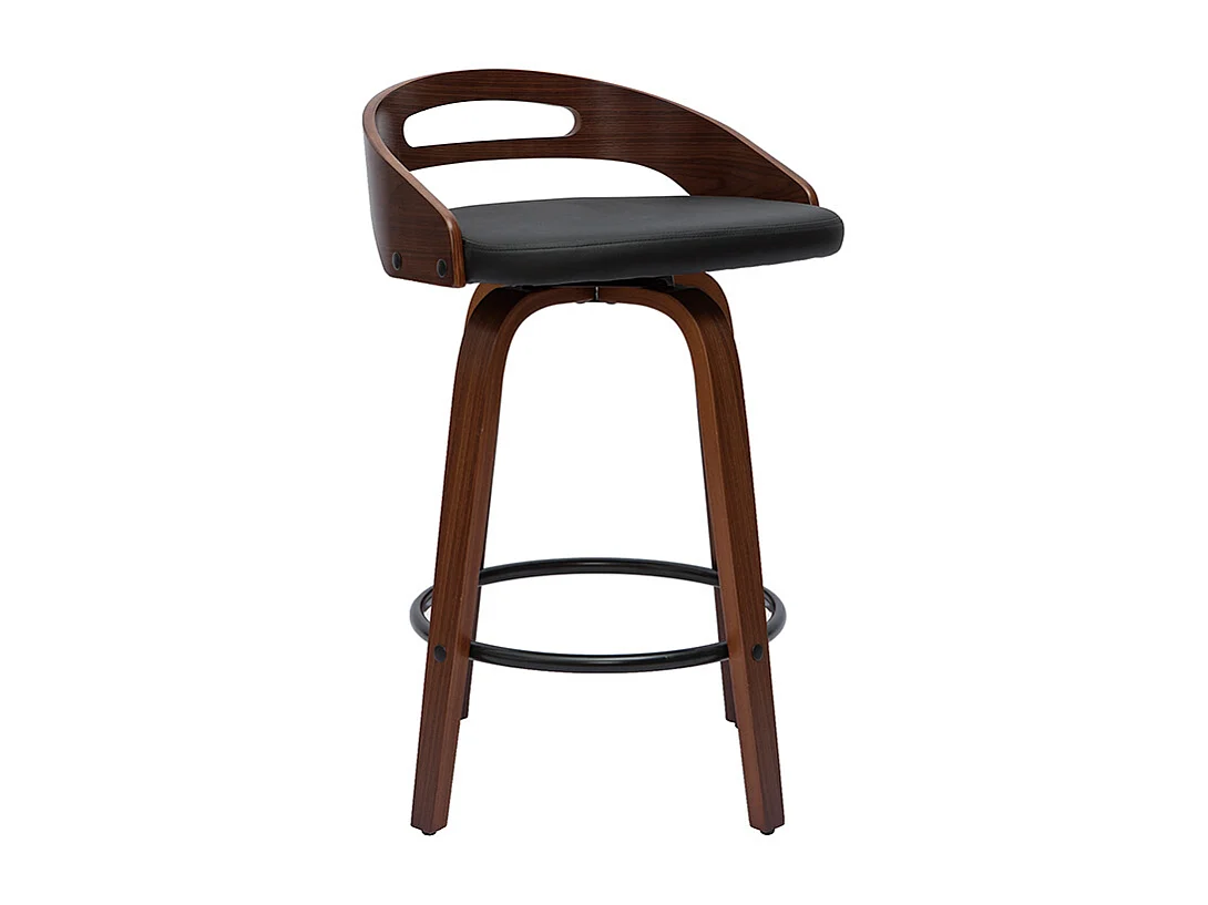 Barhocker dunkles Holz und schwarzes Polyurethan 65 cm 2er-Set MANO