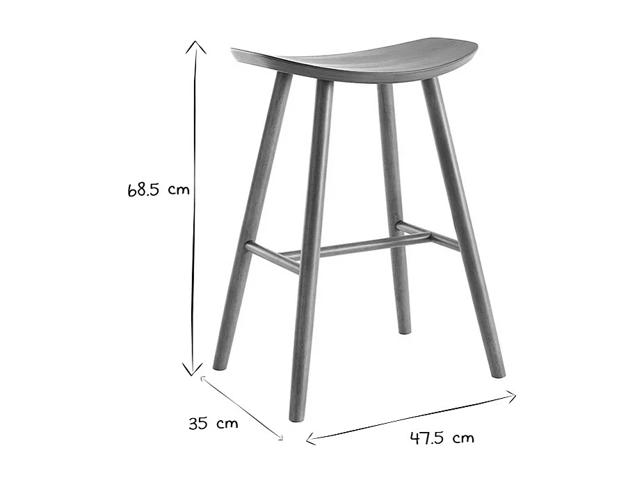 Barhocker walnussfarben H65 cm (2er-Set) DEMORY