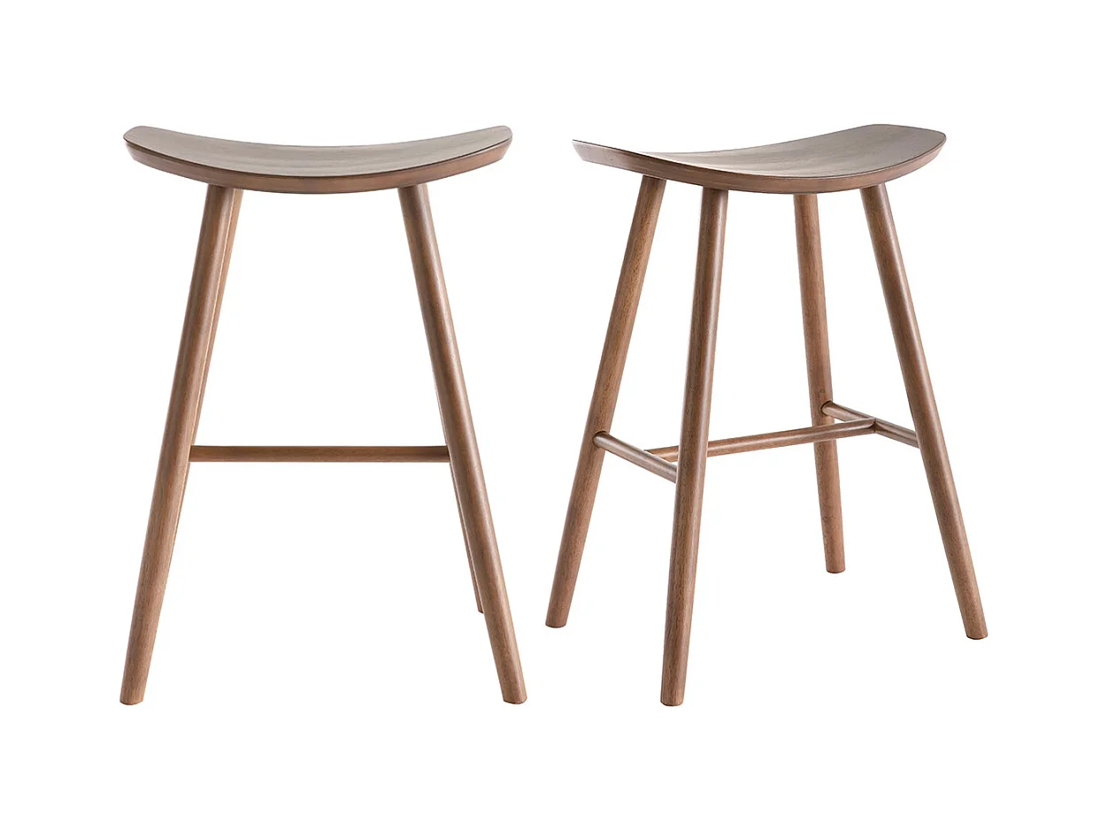 Tabourets de bar noyer H65 cm (lot de 2) DEMORY