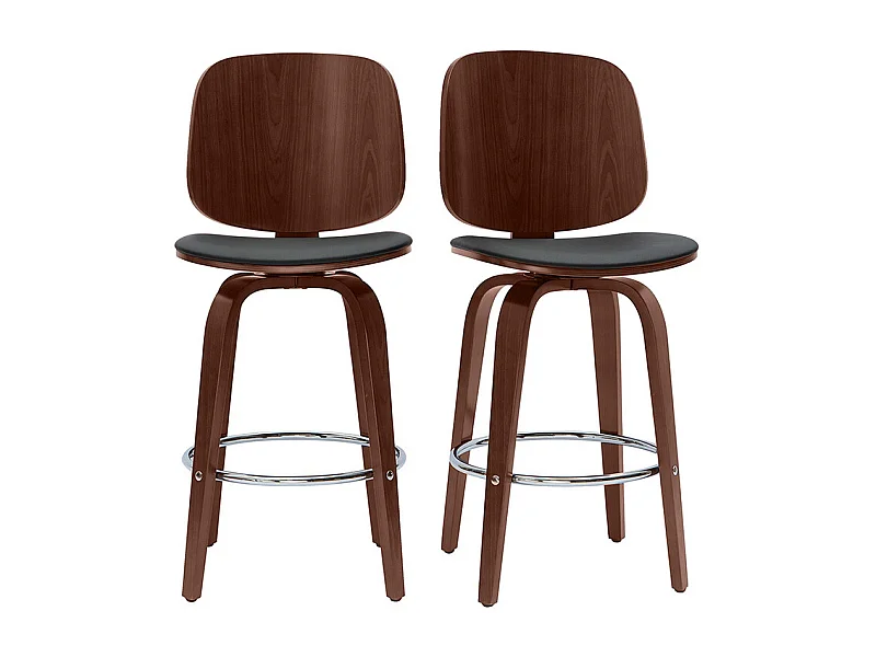 Design-Barhocker drehbar schwarz und dunkles Holz H66 cm (2er-Set) BECK