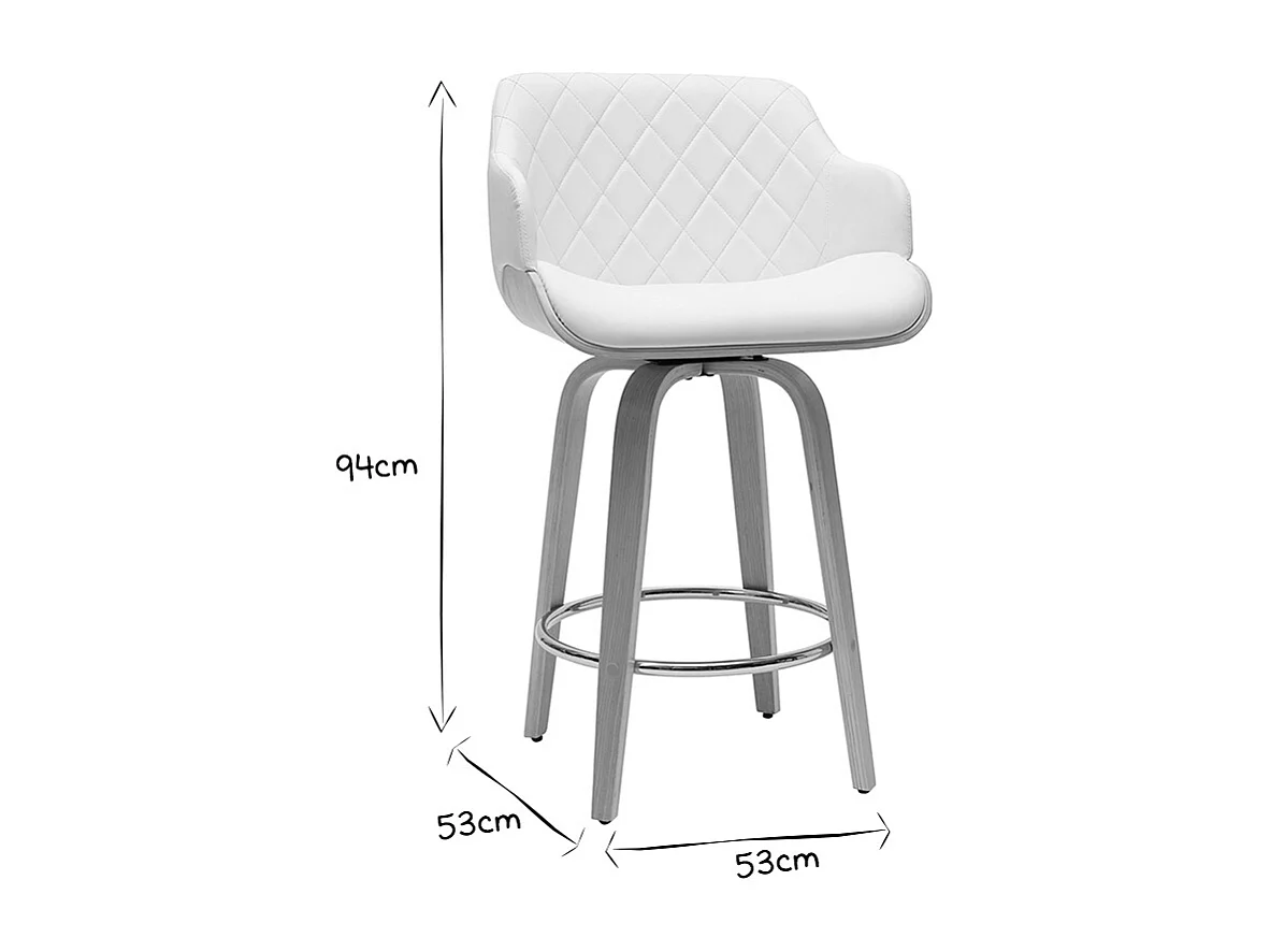 Taburete de cocina de madera clara y blanco 65 cm LUCIEN