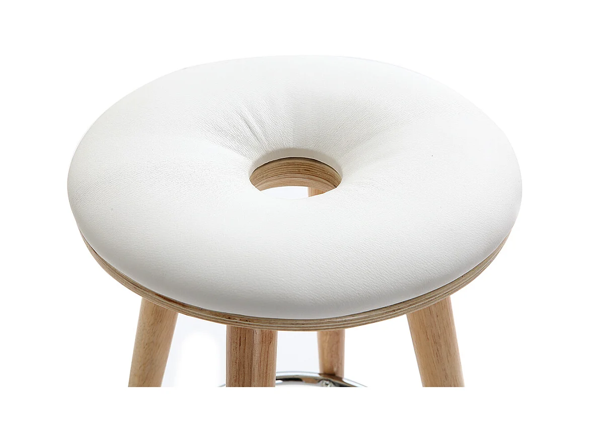 Barhocker skandinavisch 65 cm PU Weiß Beine helles Holz NORDECO