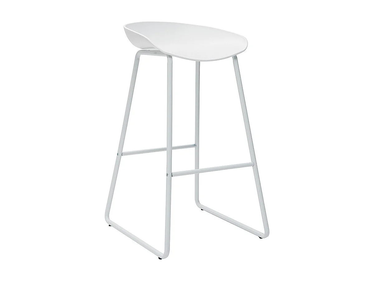 Taburetes de bar modernos blancos con patas en metal (lote de 2) PEBBLE