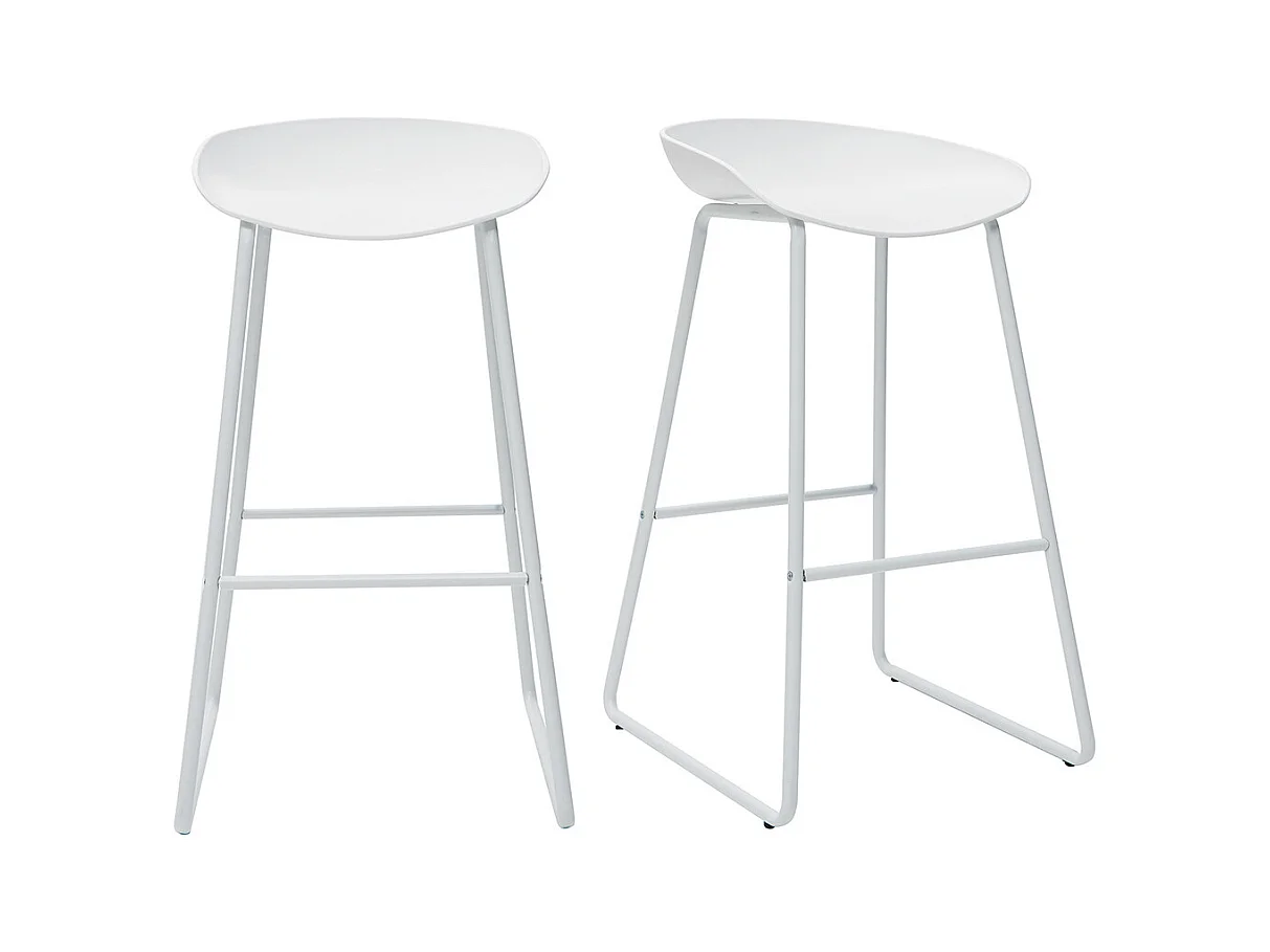 Tabourets de bar design blancs H75 cm  (lot de 2) PEBBLE