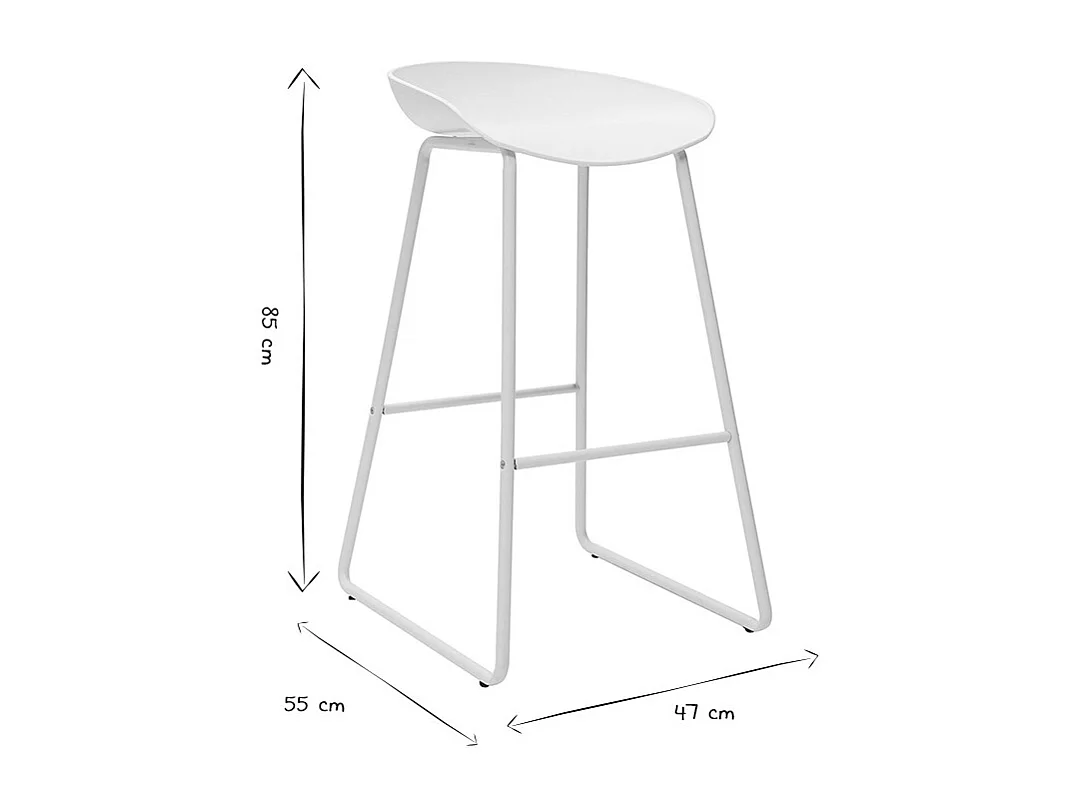 Taburetes de bar modernos blancos con patas en metal (lote de 2) PEBBLE