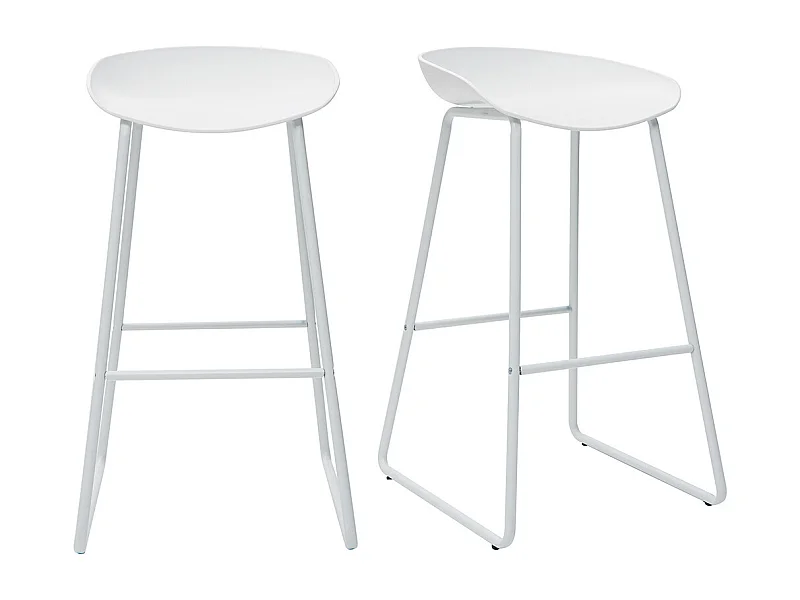 Tabourets de bar design blancs H75 cm  (lot de 2) PEBBLE