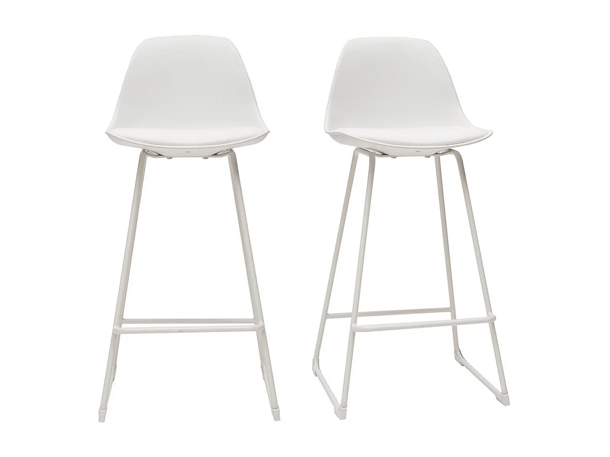 Taburetes de bar modernos blancos patas metal 65 cm (lote de 2) FRANZ