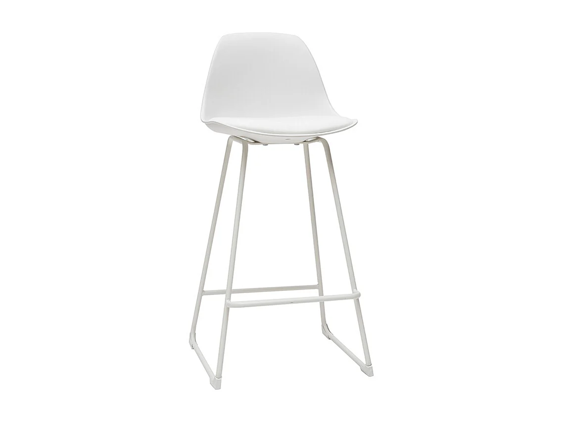 Taburetes de bar modernos blancos patas metal 65 cm (lote de 2) FRANZ