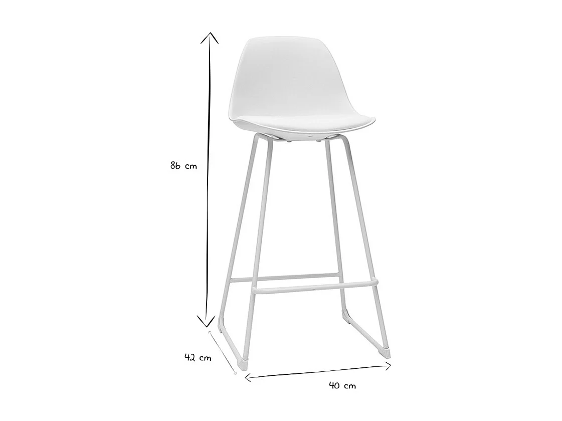 Taburetes de bar modernos blancos patas metal 66 cm (lote de 2) FRANZ