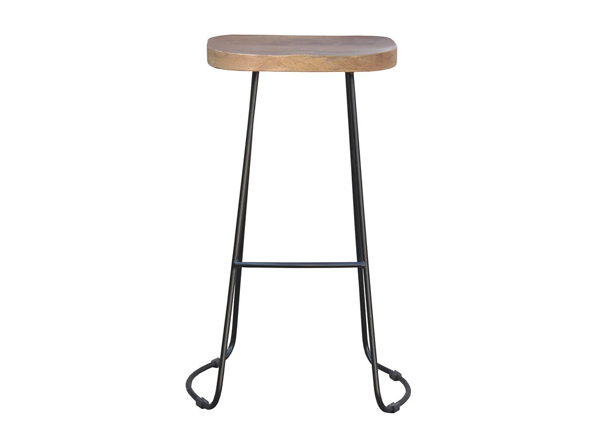 Tabourets de bar manguier massif et métal 75 cm (lot de 2) RUNKO