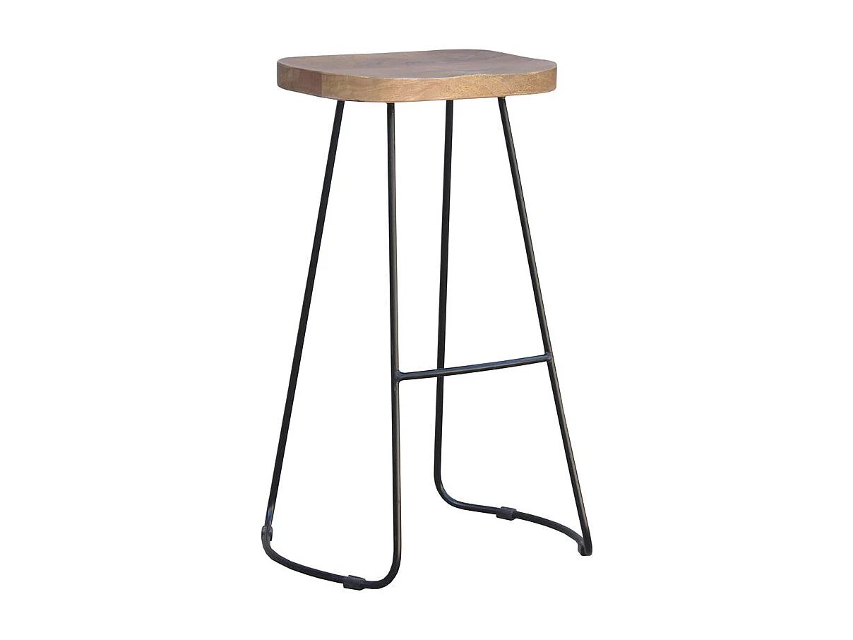 Tabourets de bar manguier massif et métal 75 cm (lot de 2) RUNKO