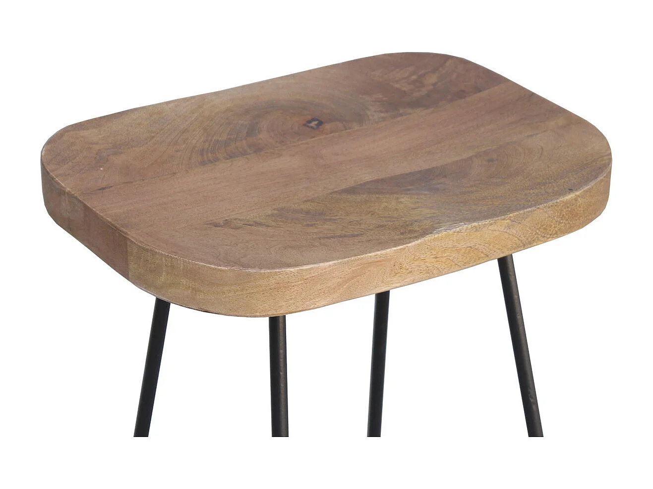 Tabourets de bar manguier massif et métal 75 cm (lot de 2) RUNKO