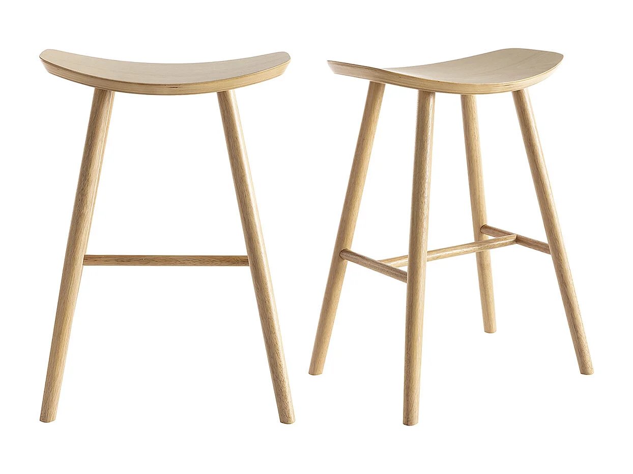 Set de 2 taburetes de cocina de madera clara 65 cm DEMORY