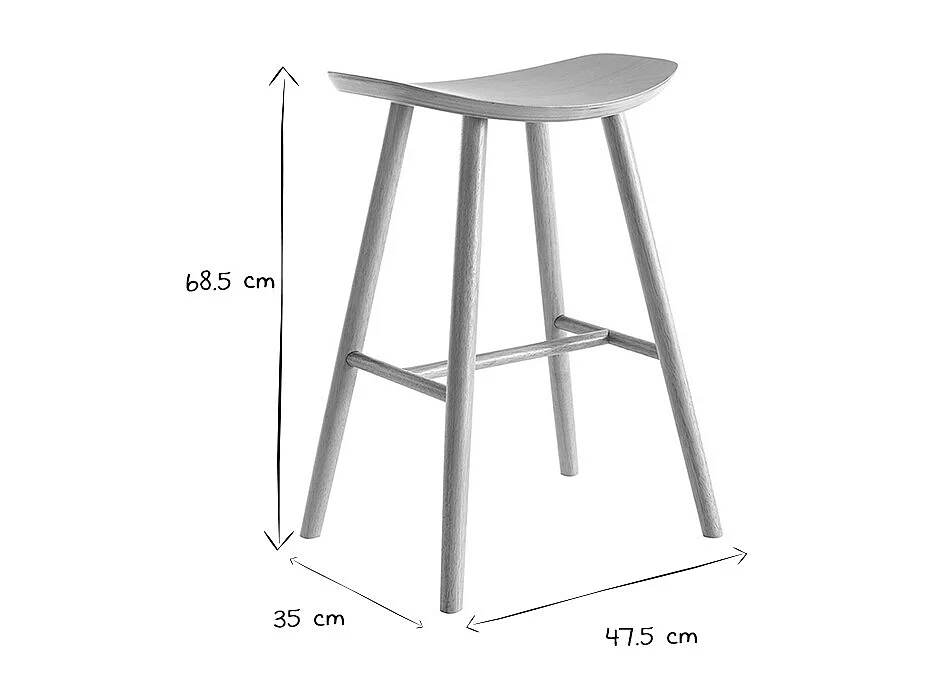 Set de 2 taburetes de cocina de madera clara 65 cm DEMORY