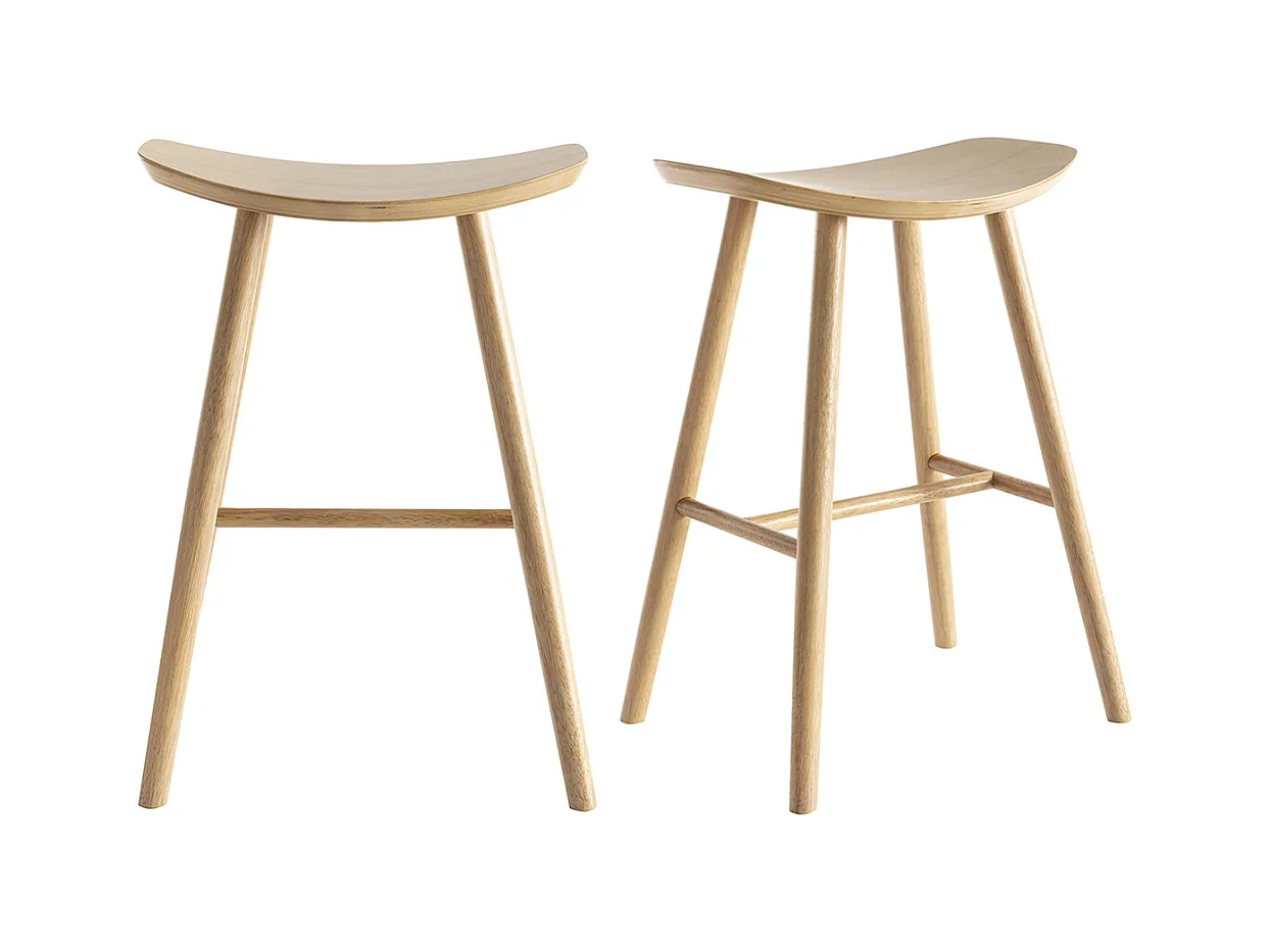 Tabourets de bar bois clair H65 cm (lot de 2) DEMORY