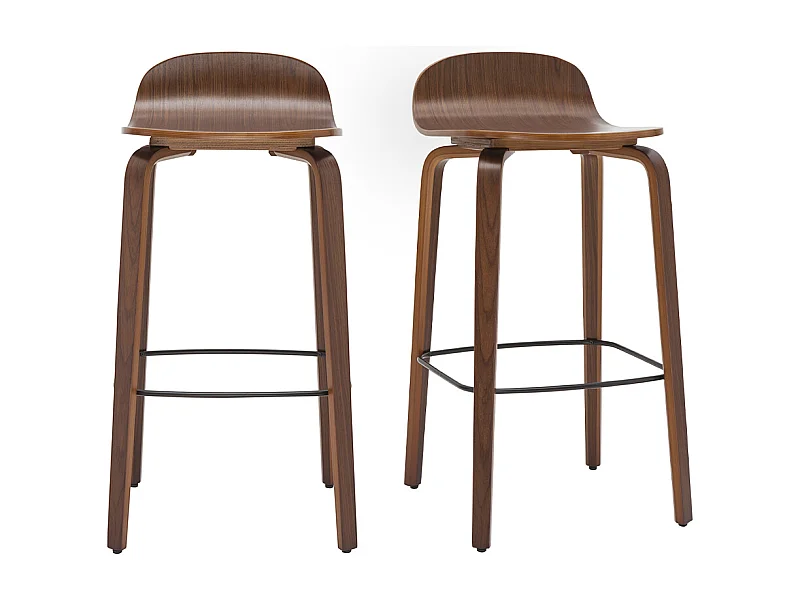 Tabourets de bar vintage noyer H68 cm (lot de 2) OBRA