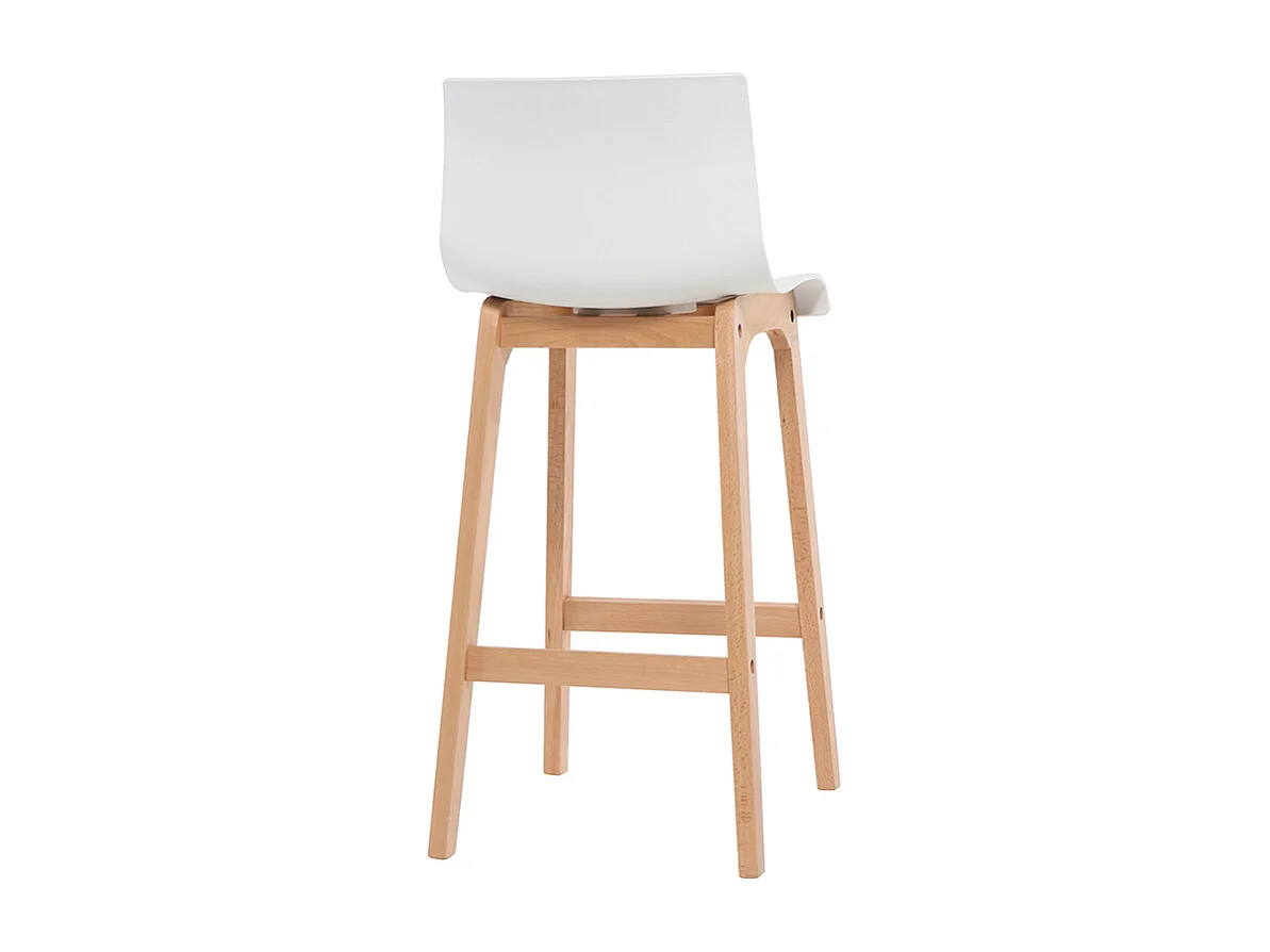 Taburete de bar diseño madera y blanco 65cm lote de 2 NEW SURF